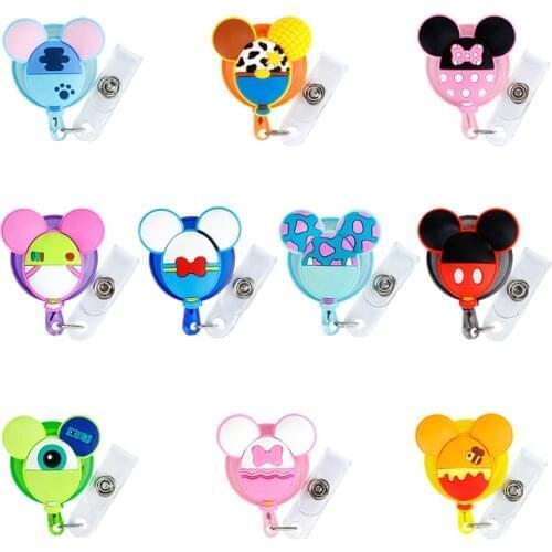 Disney Retractable Badge Holder Cartoon ID Name Card Lanyard Key Chain Nurse Chest Card Holder Creative Mobile Phone Lanyard