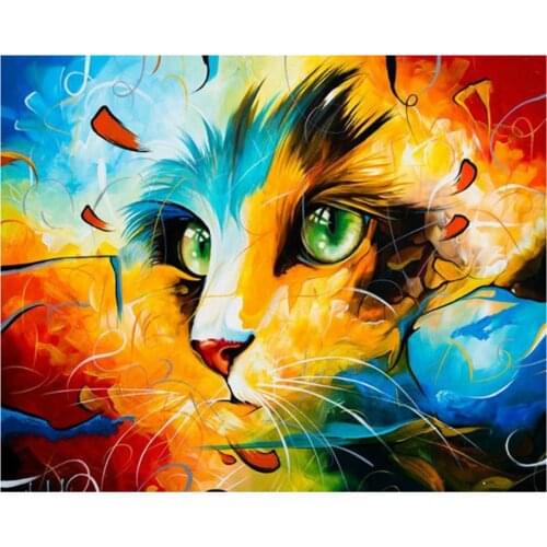 DIY Painting by Numbers for Adults, Paint by Number Kit On Canvas for Beginners, New Painters, Gift Package (Colorful Cats)