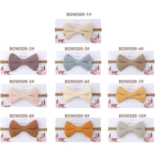 Baby Girls Elastic Bow Headband Soft Cotton Solid Color Fashion Princess Bowknot Hair Band Newborn Toddler Kids Headwear