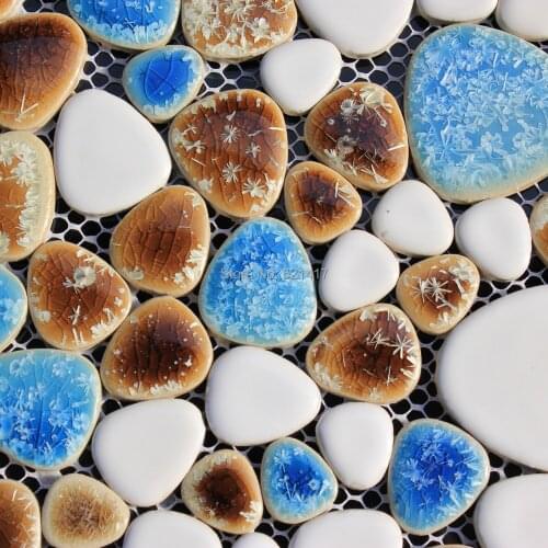 Ceramic porcelain mosaic tiles backsplash HMCM1019 pebble kitchen wall tile sticker bathroom floor tiles