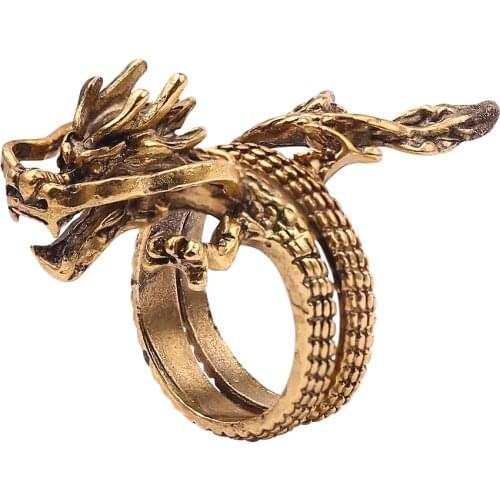 Chinese Dragon Ring For Men Women Unisex Punk Hip Hop Bronze Metal Rings Vintage Cool Jewelry Boy Party Gifts кольцо