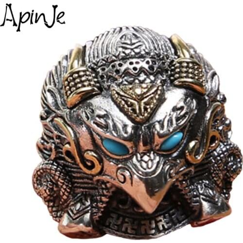 Apinje Animal Ring 925 Sterling Silver Eagle Trendy Gift Men Falcon Fine Jewelry Open Ring Adjustable Jewelry