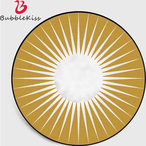 Bubble Kiss Round Carpet White Striped Pattern Customized Rug Home Living Room Simple Style Floor Mat Bedroom Anti Slip Area Pad