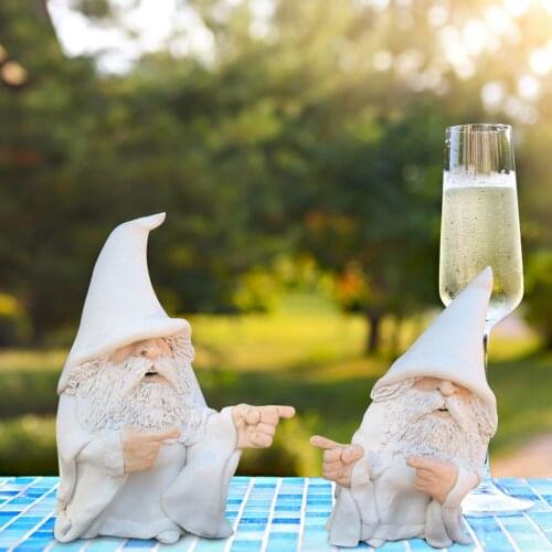 Smoking Wizard Statues Big Tongue Gnome Naughty Garden Gnome for Lawn yard Ornaments Indoor Outdoor Garden Decoration Sculptures