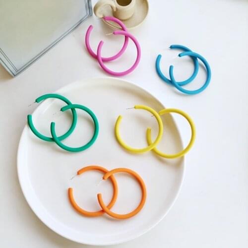 Mihan S925 needle Women Jewelry Coloful Hoop Earrings 2021 New Design Pink Blue Green Yellow Orange White For Girl Lady Gifts