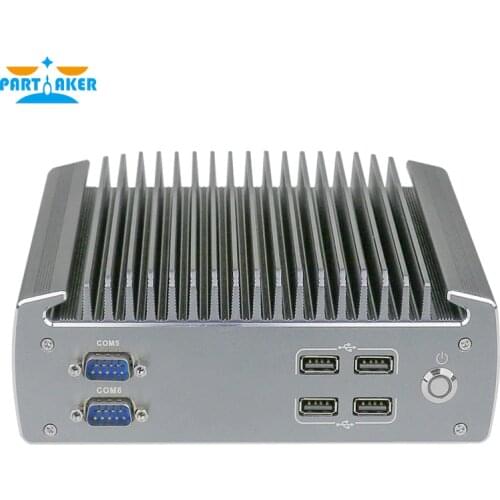 Partaker Industrial Fanless Mini Computer Intel 3855u i5-6200u i7-6500u Dual Core 2 Lan Noiseless Mini PC Support 3G 4G SIM Car