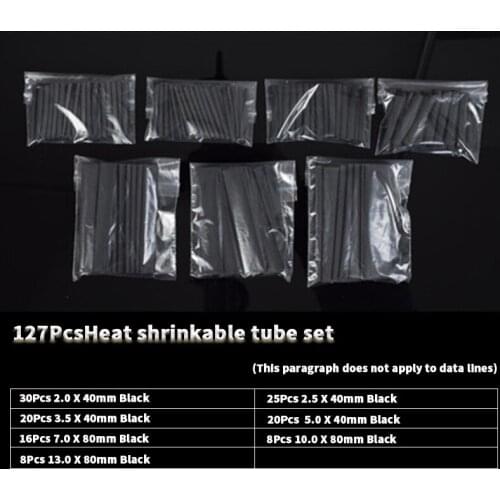127pcs Heat Shrinkable Tube Kit Shrinking Assorted Polyolefin Insulation Sleeving 2:1 Wire Cable Sleeve Kit DIY Wire Repair