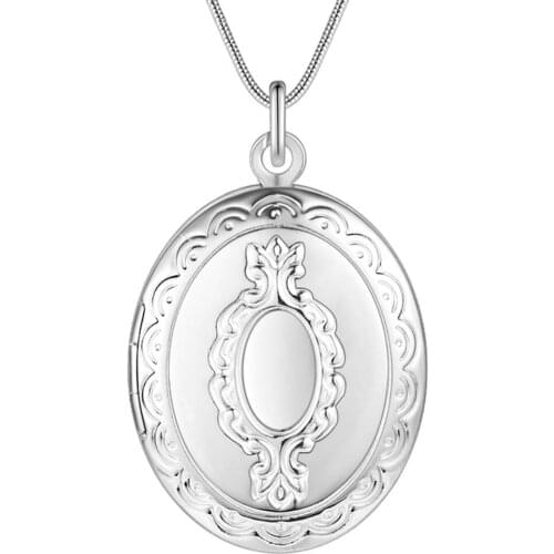 Wholesale Charm Silver Color Pendants For Women Fashion Jewelry Necklace Lady Fashion Jewelry Pendant Oval Plate AN741