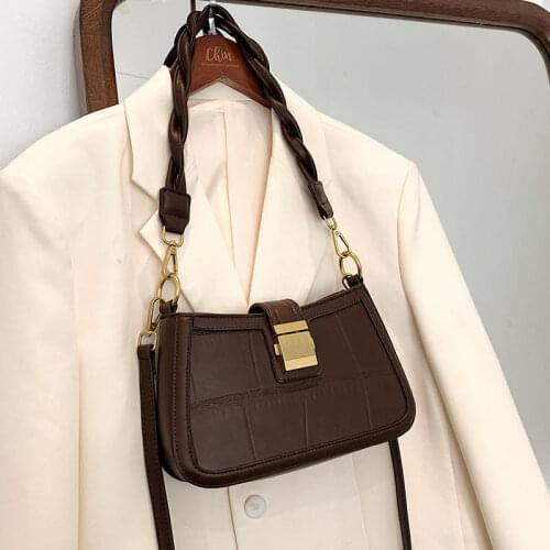 Shoulder Bag Female Backpack Handbag Underarm Crossbody Bag Women Luxury Fashion 2021 PU Leather Simple All-match Stone Pattern