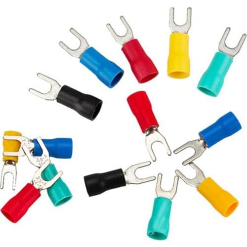 Cold pressed terminal sv3.5-4 fork shaped U-shaped Y-shaped insulated patch spring connector (20pcs)