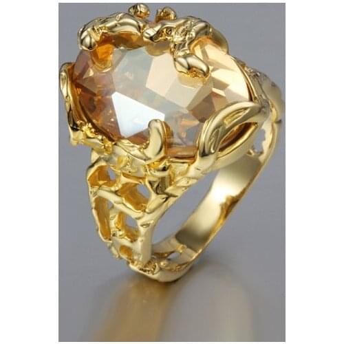 Cheap gold-color lady wedding ring paved large crystal new design gold-color high quality gift jewelry finger ring party