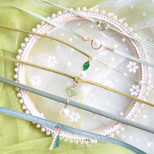 1PC Short Clavicle Necklace Heart Pendant Crystal Choker Lace Cute Fairy Summer 2021 New Jewelry Girl Fashion Aesthetic Japanese