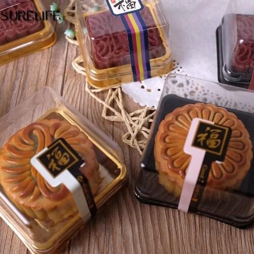 100pcs Plastic transparent sugar box Egg yolk crisp moon cake blister box Party Pack sugar box