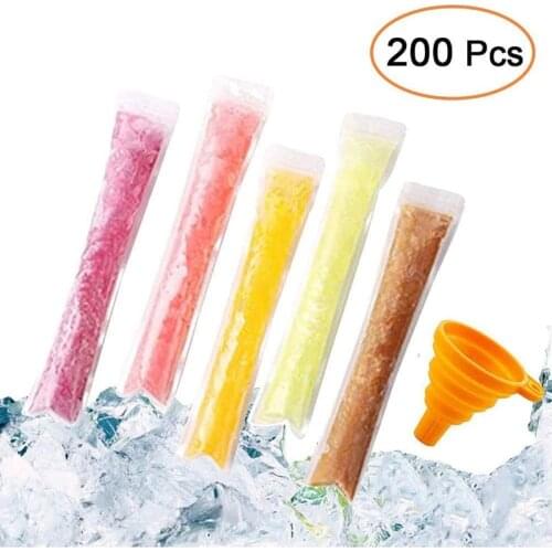 200PCS Ice Popsicle Molds Bags Disposable Candy Tube Ziplock Freeze Pops Pouch Quick Shipping