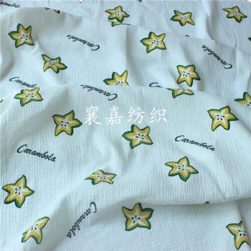 Cotton Fabric Double Layer Bubble Gauze Fruit Printed Organic Cotton Clothes
