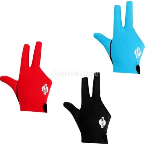 3-Finger Professional Sweat Absorbing Elastic Right Hand Snooker Pool Cue Billiard Glove Red Black Blue