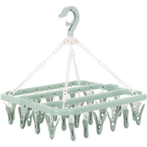 32 clip folding hanger Nordic color multi-function windproof hanger plastic multi clip underwear socks drying rack