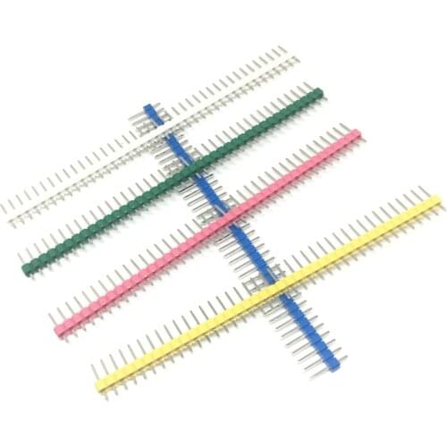50pcs Pin Connector Male 2.54mm Pitch Pin Header Strip Single Row 40 pin Connector Kit for PCB board (5 Colors Each 10pcs)