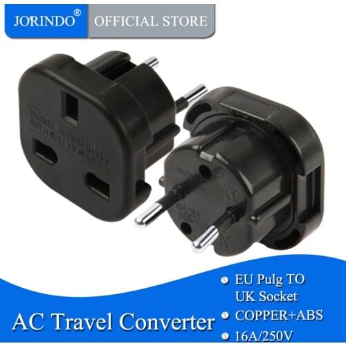 JORINDO EU TO UK,EU Plug Power Adapter British UK To EU Euro Travel Adapter Electrical Plug Converter Charger Socket Outlet