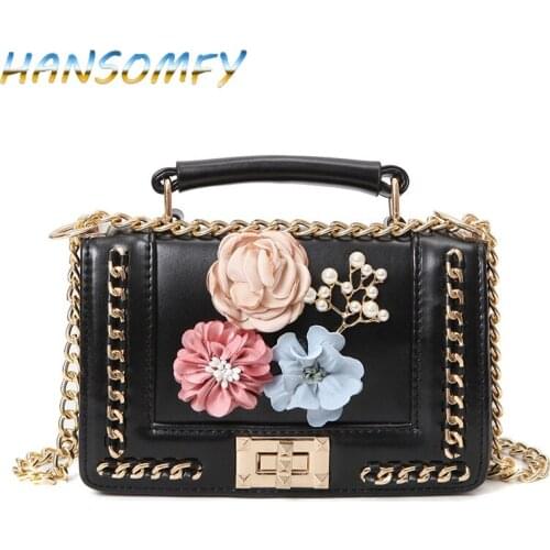 Designer Women Shoulder Bag Chain Strap Flap ladies leather Handbags Messenger Bag women Clutch Bag Flower Buckle purse X1-52