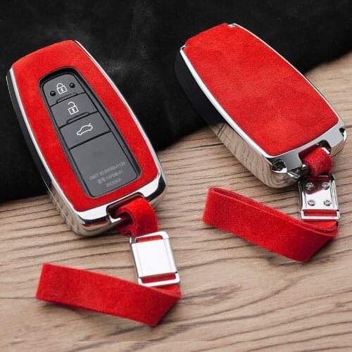 For Toyota Camry CHR C-HR Prius Camry Corolla RAV4 Prado 2017 2018 Suede Leather Zinc alloy Remote Car Key Cover Case Keychain