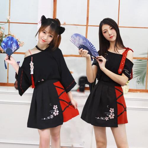 NiceMix two piece set women tops tees & skirts suits black color girls summer new fashion punk female outwear hot selling 2020