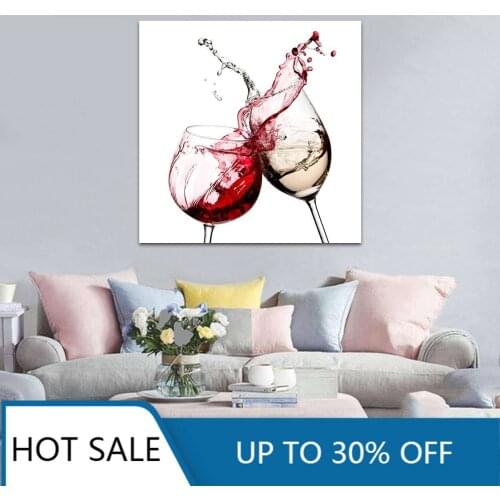 Red White Wine Glasses Wall Art Canvas Painting Posters Prints Nordic Kitchen Wall Decor Pictures For Aesthetic Home Decoration