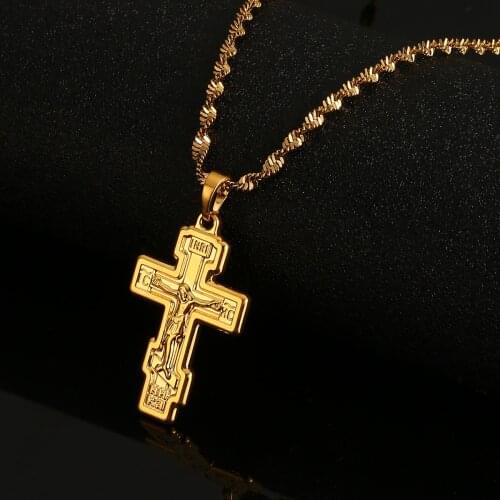 INRI Cross Pendant Necklaces Crucifix Christianity Jesus of Nazareth King of The Jews Cross Chain Jewelry