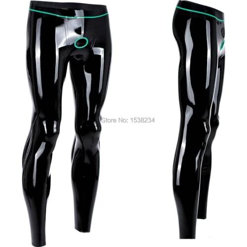 Latex Legggings Men Skinny Rubber Leggings Ring Holes Customized