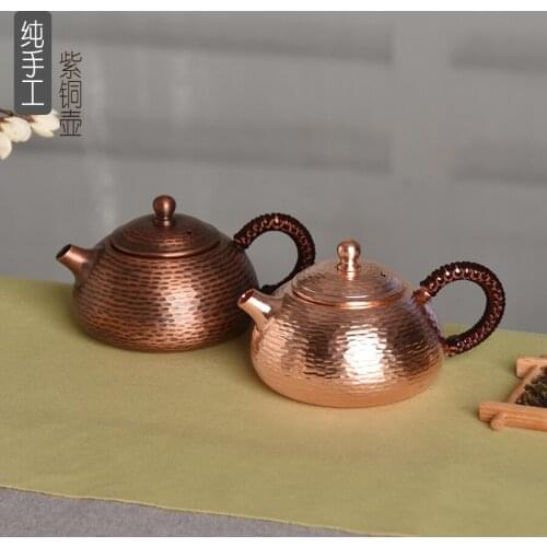 Pure hand hammering copper teapot thickened copper tea pot household boiling water kungfu small teaware