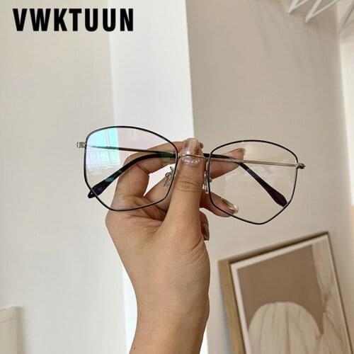 VWKTUUN Metal Glasses Frames Oversized Prescription Glasses Women Men Computer Fake Glasses Irregular Eyeglasses Frames
