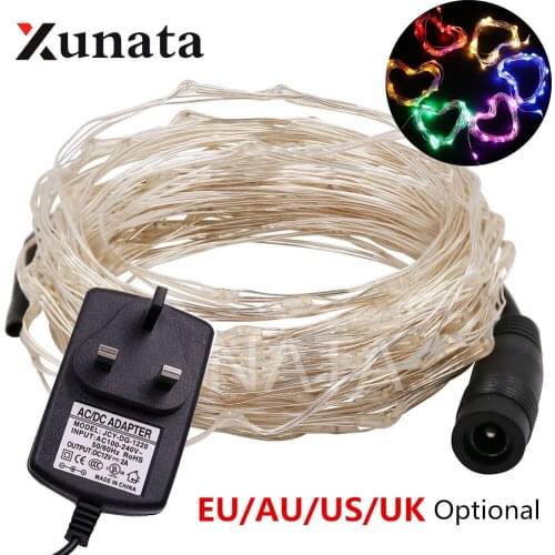 DC12V Micro Rice Wire Silver Fairy String Lights Xmas Garland Light Lamp for Christmas Party Wedding Decoration ourdoor 10m 20m