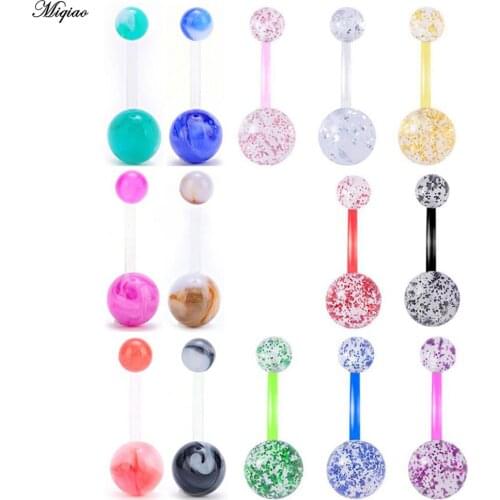 Miqiao 1pc Fashion Navel Piercings Sexy Belly Button Rings Plastic Ball Belly Navel Ring Bady Jewelry Accessories