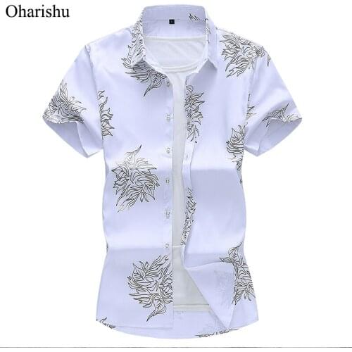 Plus Size 6XL 7XL Mens Shirt Summer New Fashion Print Short Sleeve Shirt Mens Casual Office Work Shirt Business Shirts Male