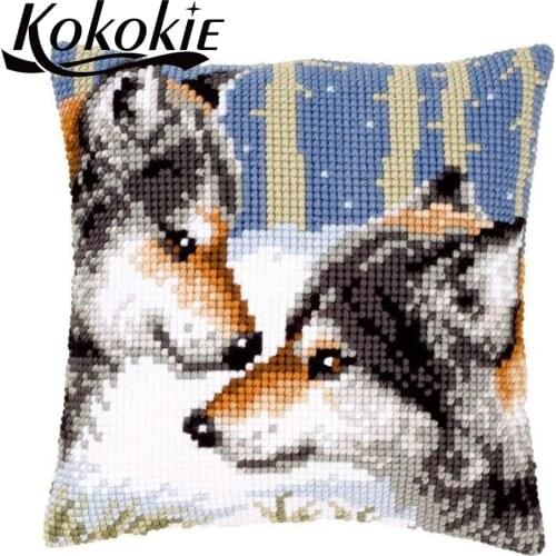DIY stitch throw pillow animals styles embroidery pillow making kit handicraft cross stitch kits embroidery yarn needlework