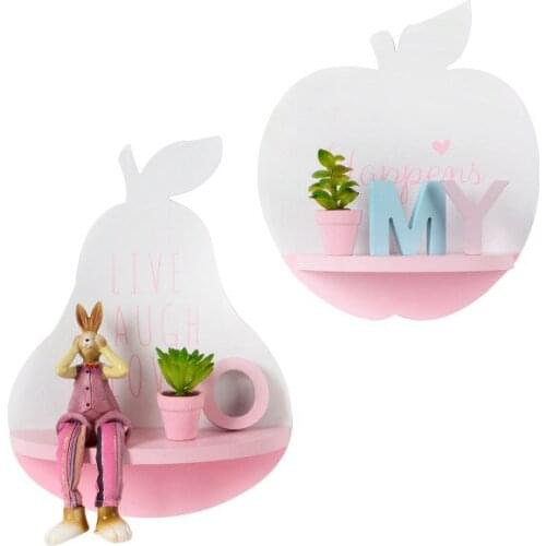 Cute Fruit Shape Wood Wall Shelf Nordic Kids Room Wall Hanging Bookshelf Decor Display Shelves Ornaments Nursery Home Decor