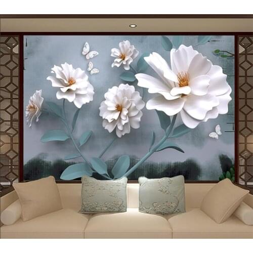 Custom wallpaper 3d mural modern small fresh white flower petal background wall living room bedroom decoration painting фотообои