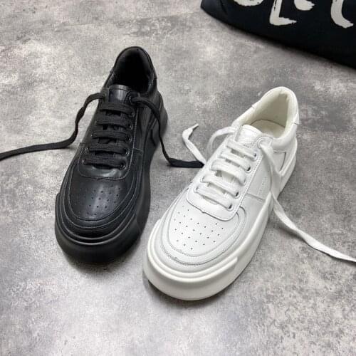 2021 spring and autumn new womens leather sports casual shoes all-match Korean version with thick soles increased