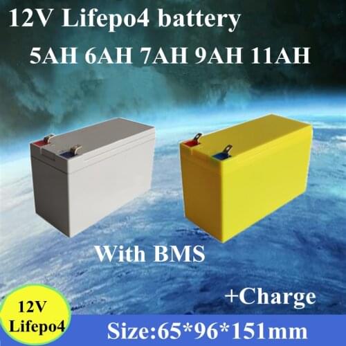 Rechargeable 12V 11Ah 9Ah 7Ah 6Ah 5Ah LiFePO4 Lithium Battery Pack Not Lead Acid for Power 100w Car Toy Led + 14.6v 1A Charger