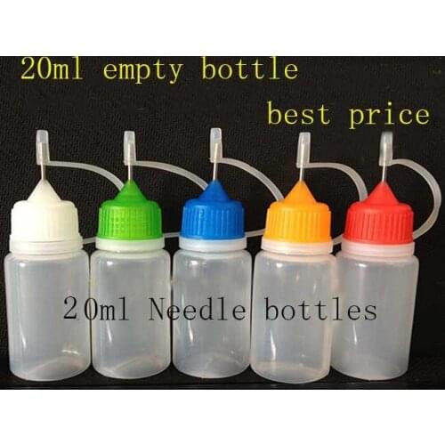 1000pcs/lot Plastic Metal Needle Dropper Bottle 20ml PE oil Bottle With Screw Needle Cap Dropper Bottle for E Liquid Bottles