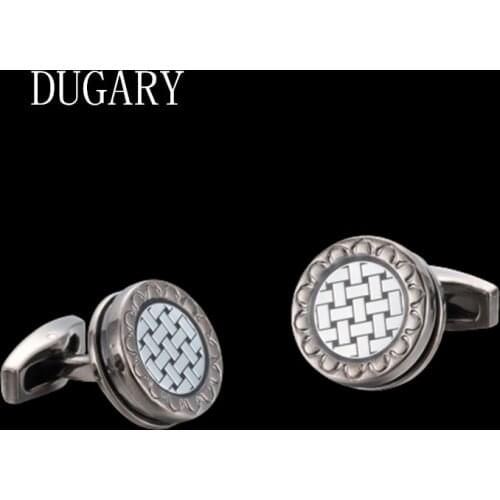 DUGARY Luxury shirt cufflinks for mens Brand cuff buttons cuff links gemelos round crystal wedding abotoaduras Jewelry