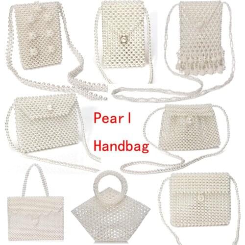 Luxury Brand design Woven Pearl Bag Beaded Shoulder Bag Women Party Vintage Purses and Handbag Small Flap Bag Mini Crossbody Bag