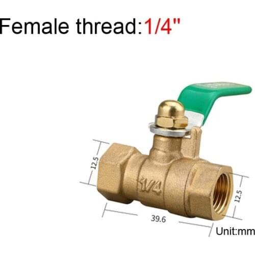 1/4" Female To Female Brass Thicken Ball Valve With Green Handle For Water Oil Air Gas Fuel Line Shutoff Pipe Fittings