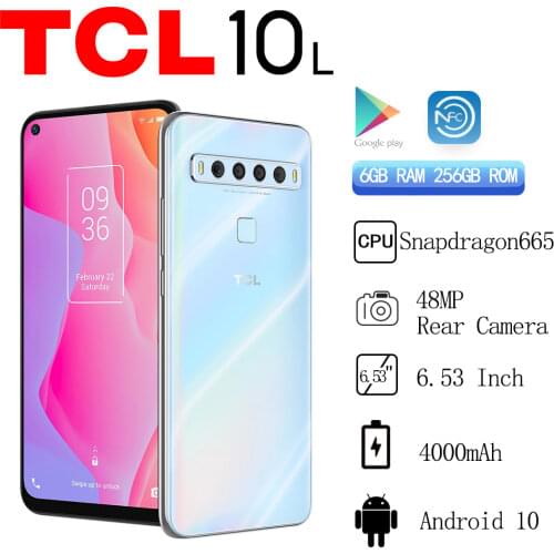 TCL 10L 6.53inch Global Version 48mp 6GB RAM 256GB ROM quad camera Qualcomm Snapdragon 665 6.53inch Phone