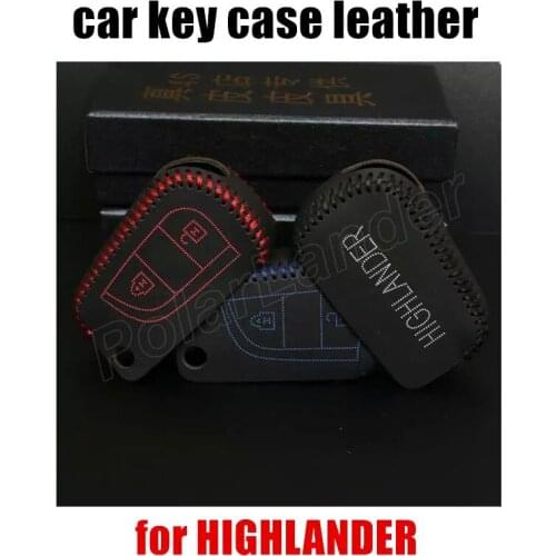 Only Red Genuine quality leather Case fit for TOYOTA RAV4 HIGHLANDER car key case Hand sewing car key cover DIY car styling