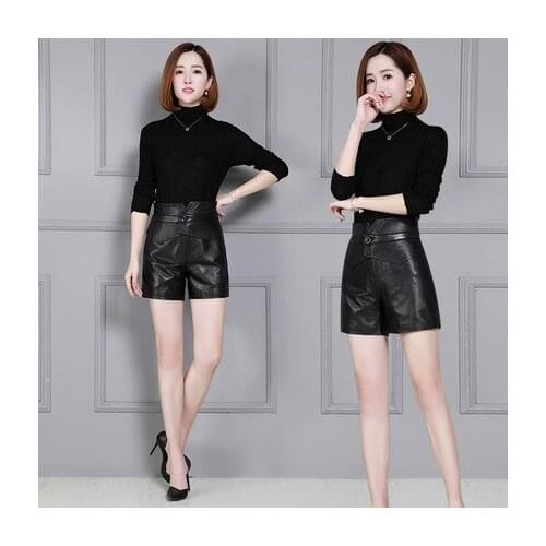 Top brand New Fashion 2020 Women Genuine Sheep Leather Shorts KS28 high quality