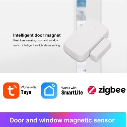 Tuya ZigBee Smart Window Door Gate Sensor Real-time Monitoring Smart Home Security Alarm System Work With Smart Life/Tuya App