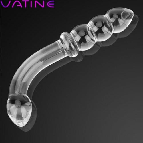 VATINE Glass Crystal Anal Dildo Bead Anal Plug Fake Penis Female Masturbation Butt Plug Vagina Stimulation Sex Toys for Women