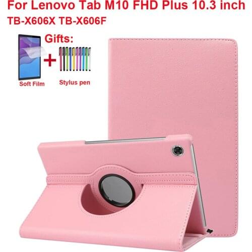 360 Rotating Tablet Case For Lenovo Tab M10 FHD Plus 10.3 inch TB-X606X TB-X606F Cover PU Leather For Lenovo Tab M10 Plus X606