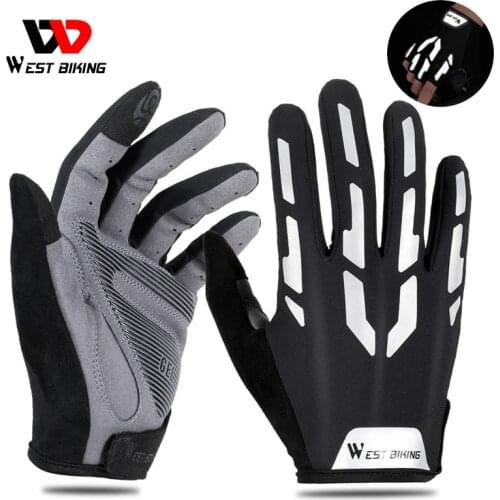 WEST BIKING Summer Bicycle Gloves Long Finger Glove Men Women Anti-slip Anti-sweat Breathable Cycling Bike Running Sport Gloves